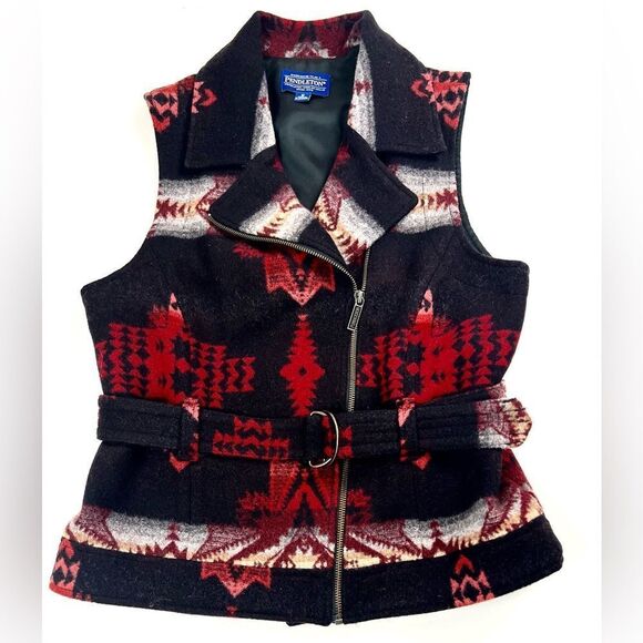 Vintage Pendleton Jacquard Wool Blanket Vest - Picture 1 of 12
